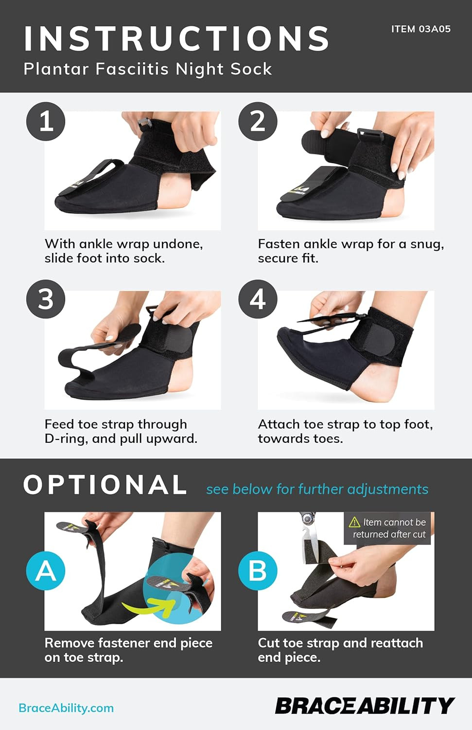Braceability Plantar Fasciitis Night Splint Sock – Soft Plantar Fascia Brace for