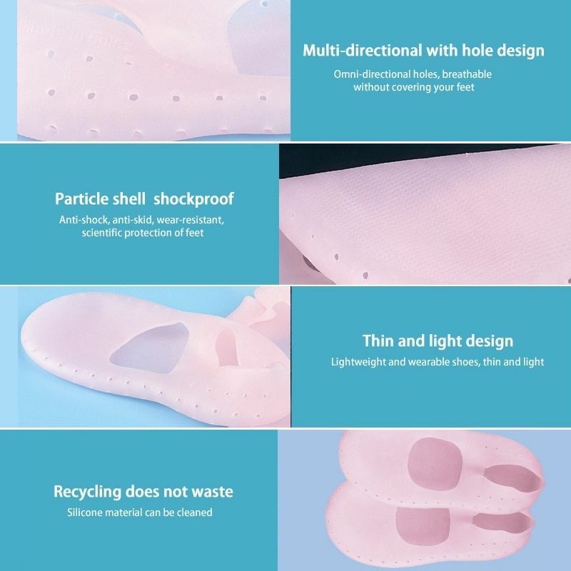 Silicone Gel Solid Thin Heel Socks Cracked Foot Skin Care Protector Feet Case