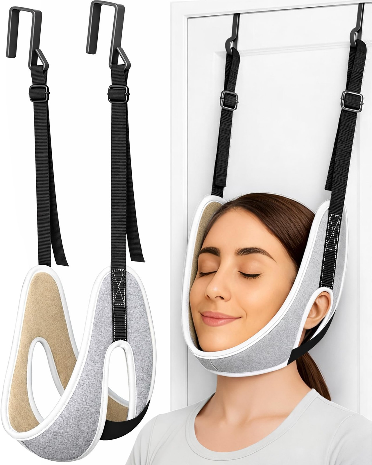 Upgraded Over-The-Door Cervical Neck Traction Device – Portable Adjustable Ne…