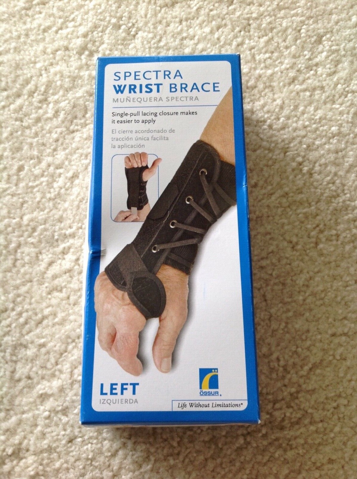 SPECTRA WRIST BRACE SMALL LEFT OSSUR AMERICAS SINGLE PULL LACING CLOSURE