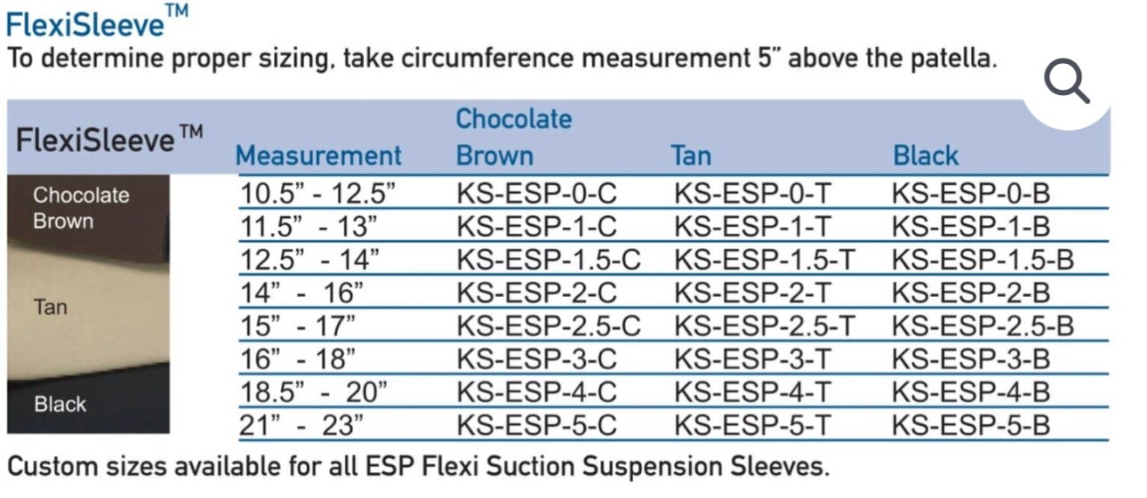 Esp prosthetic flexisleeve sleeve. New. KS-esp-4-B. Size 4. Black