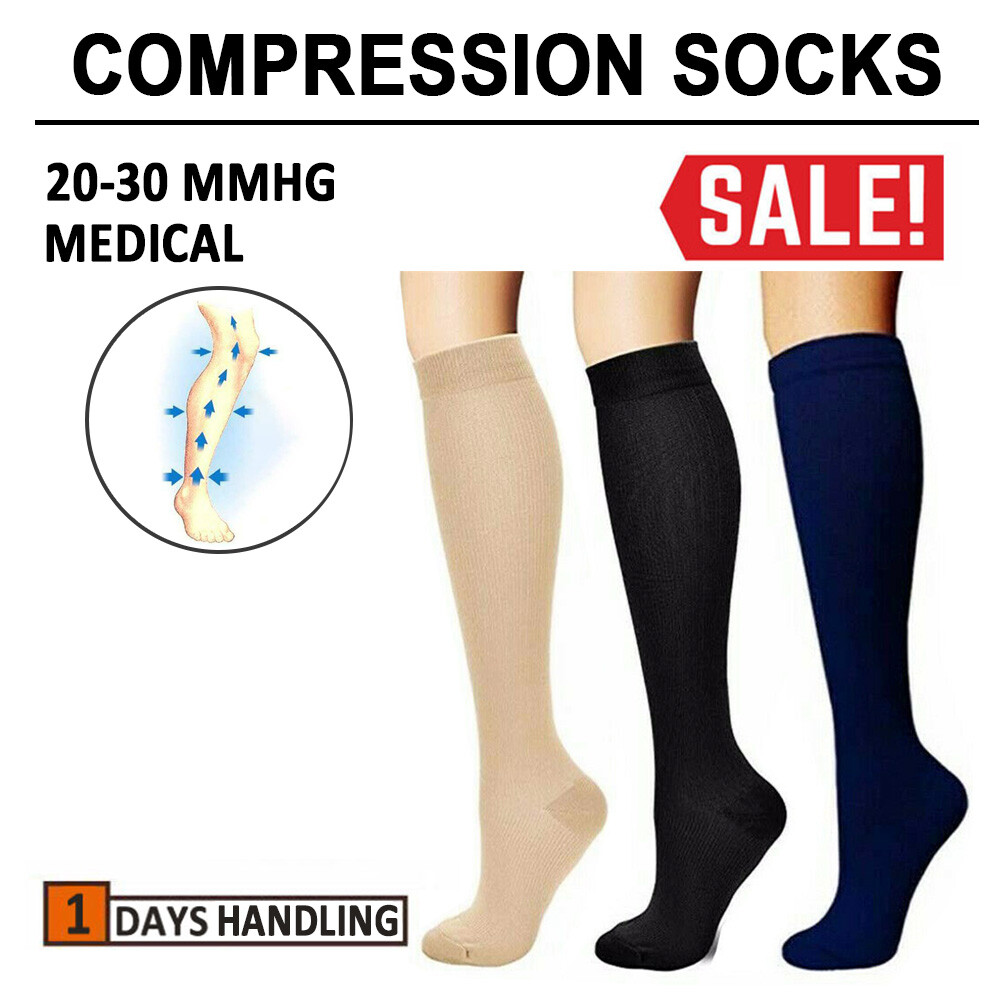 3Pares – Medias Calcetines De Compresion Para Hombres Y Mujeres Best 20-30 Mmhg