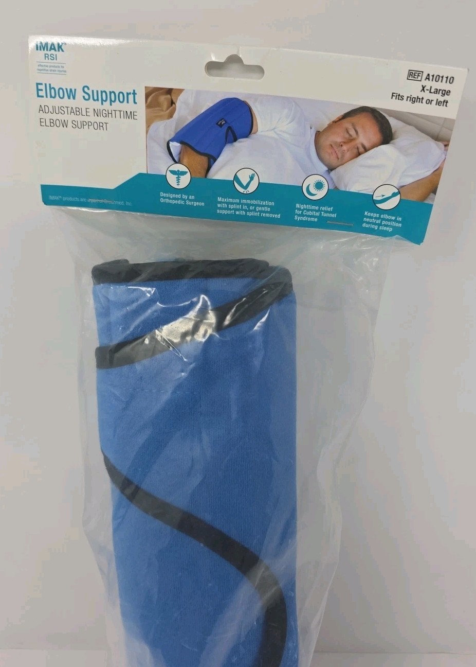 Brownmed IMAK RSI Elbow Support Brace – Blue NEW Adjustable Night-time X-Large