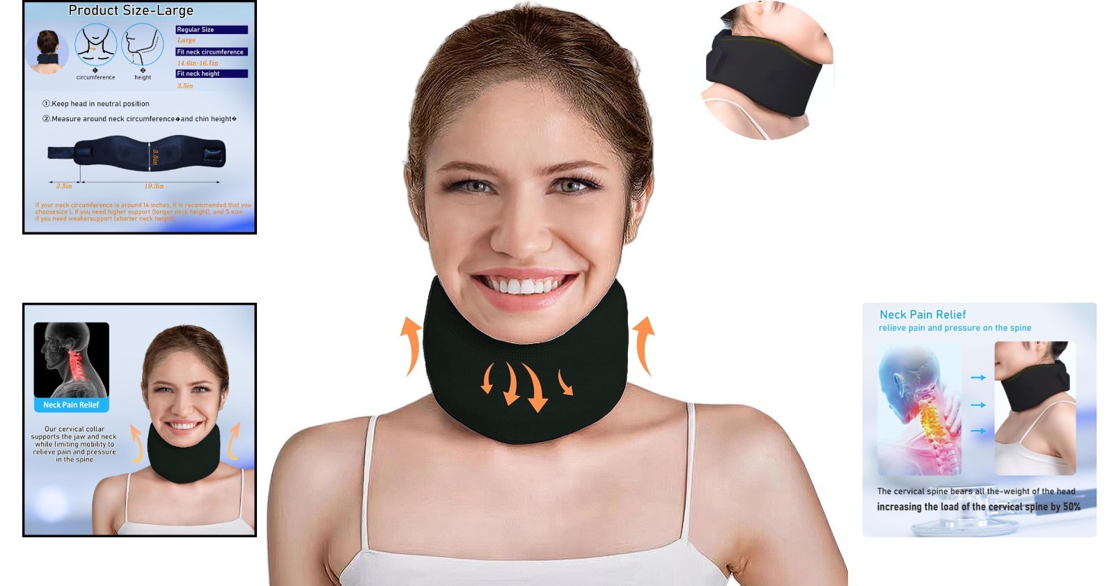 Adjustable Neck Brace for Pain Relief – Soft Cervical Collar for Travel