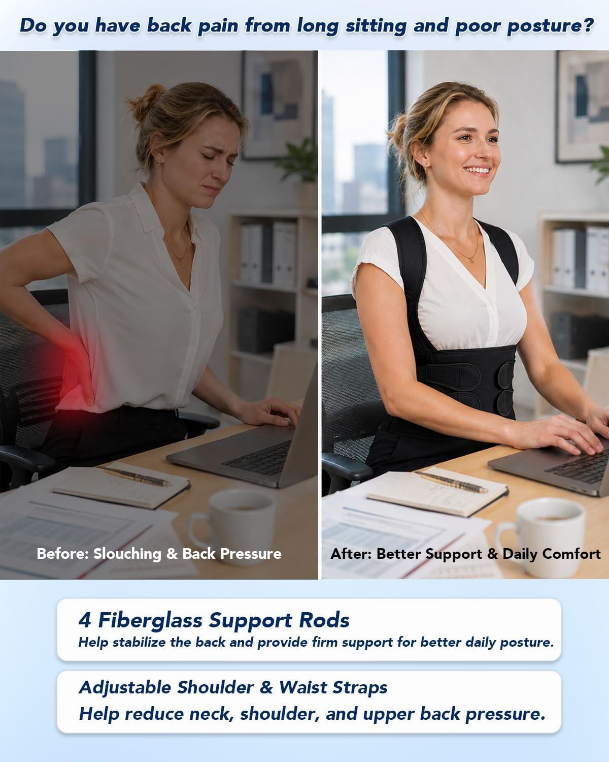 Posture Corrector Back Brace Full Support Shoulder Straightener Men Women XS-3XL
