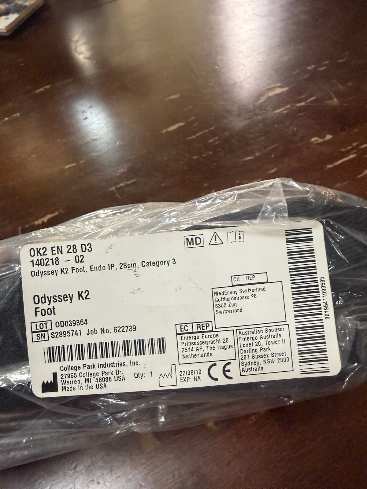 K2 Odyssey Hydraulic Prosthetic Foot. Size 28cm