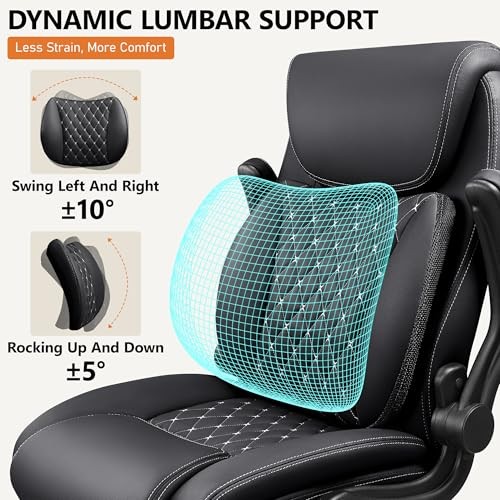 BESTFAIR OFFICE CHAIR, ERGONOMIC LUMBAR SUPPORT LOWER BACK PAIN RELIEF – BLACK