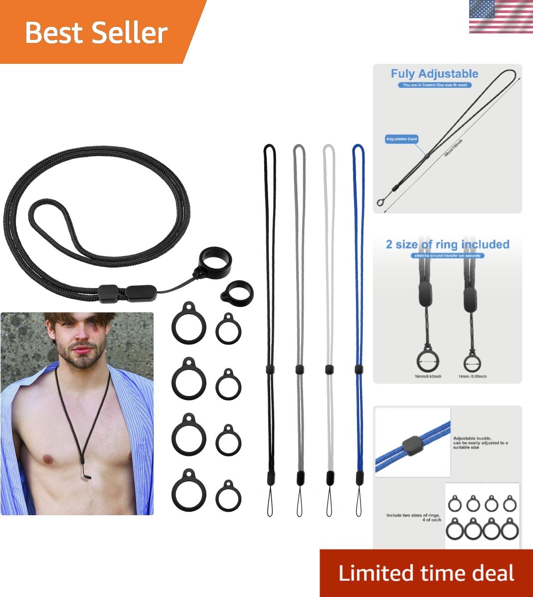 4 Colors Peritoneal Dialysis Accessories – Adjustable Lanyard and Silicone Rings
