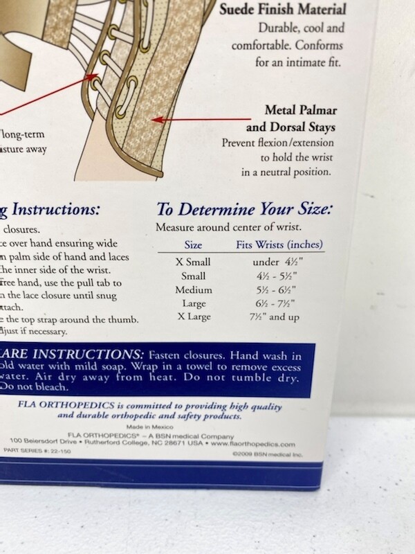 FLA Orthopedics Extra Small Soft Fit Suede Finish Beige Wrist Brace Left Hand
