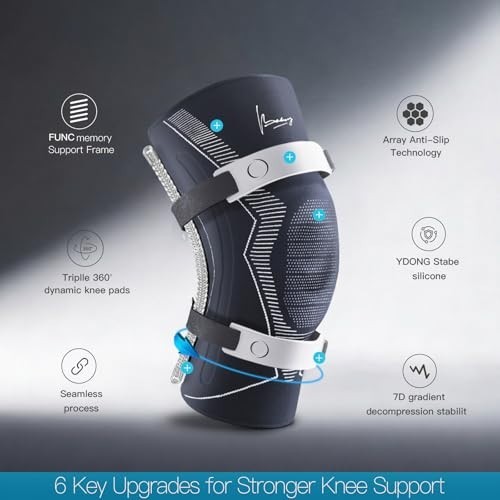 Knee Brace Compression Support with Side Stabilizers, Patella Pad & Straps XXL