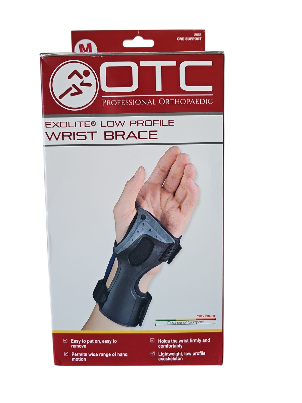 OTC Wrist Brace, Molded Exoskeleton, Low-Profile, Left Medium