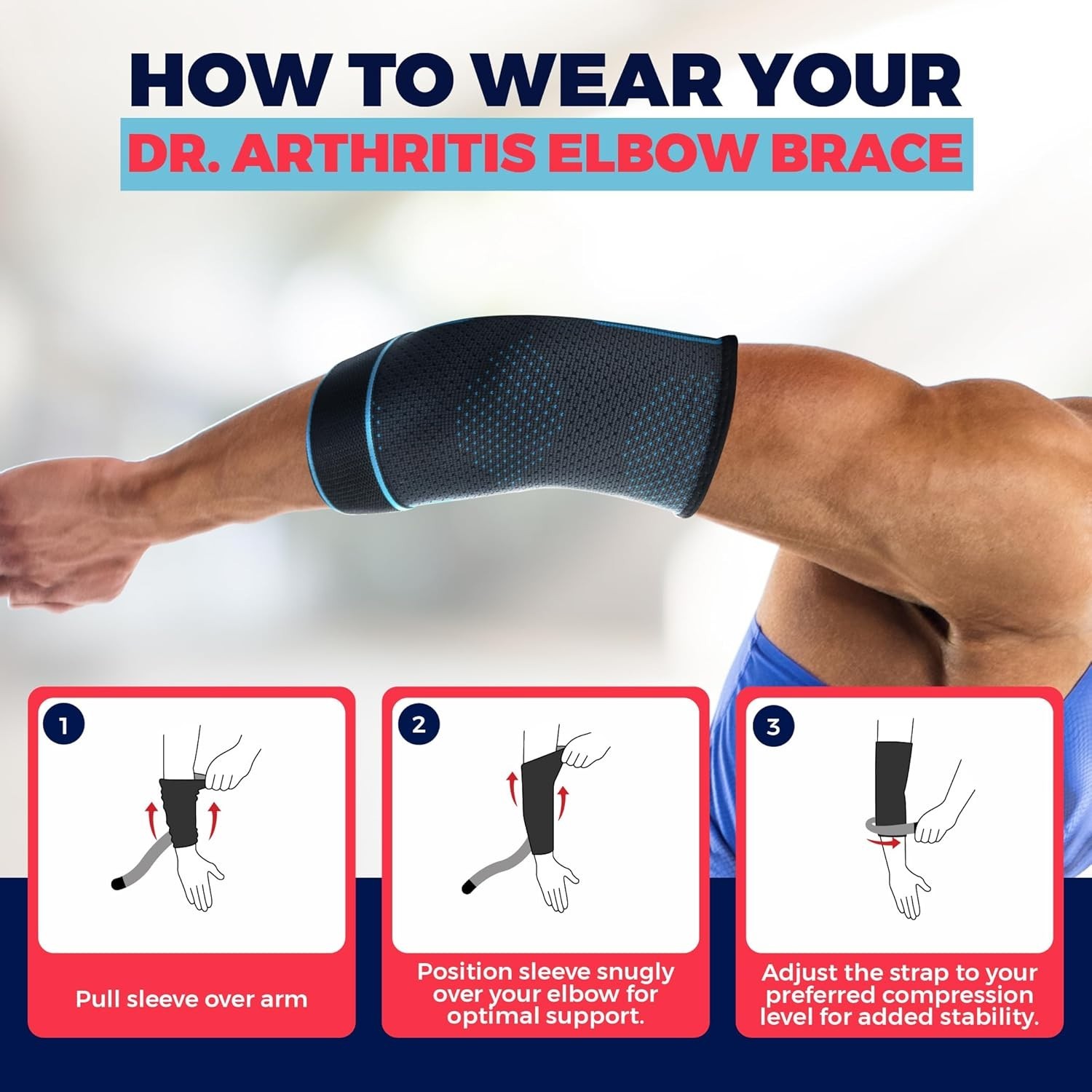 Adjustable Elbow Pad Brace – Tendonitis BursitisTennis Elbow: Pain Relief (M)