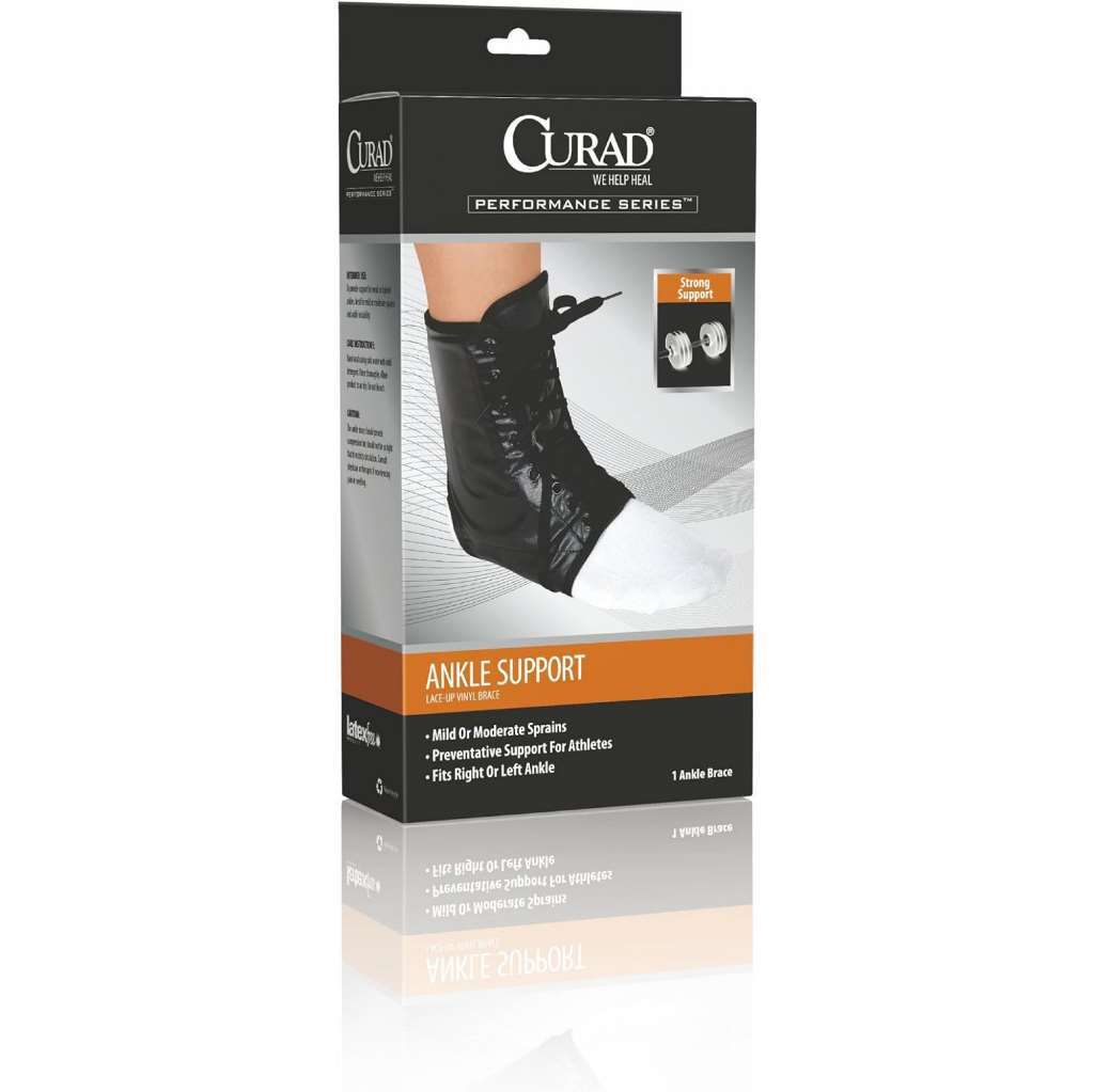 Curad Lace-Up Vinyl Ankle Support Large (Black)
