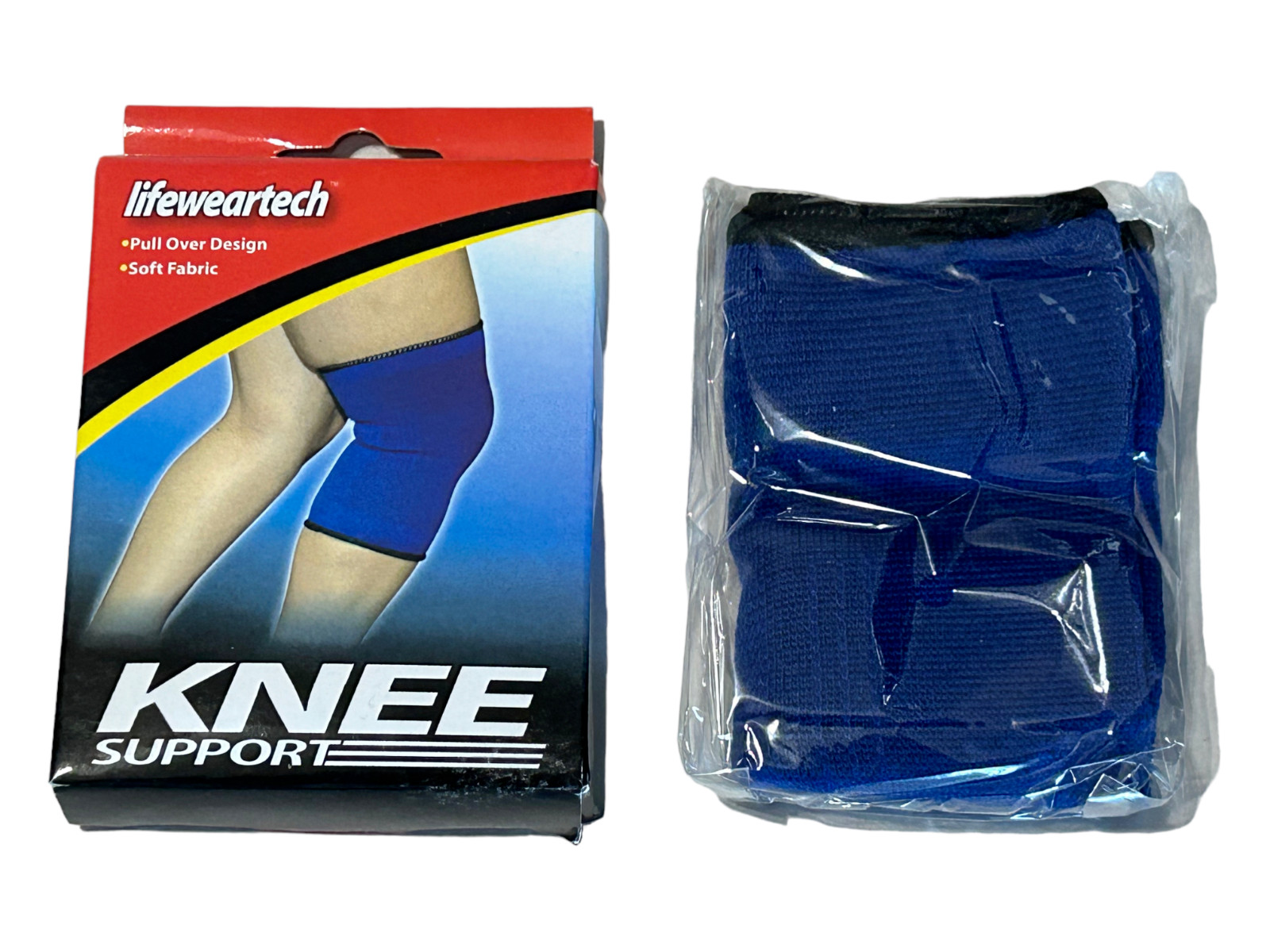Set of 2 – Nylon Sleeve Knee Support Brace (Pull Over) w/ Elastic – Unisex Blue