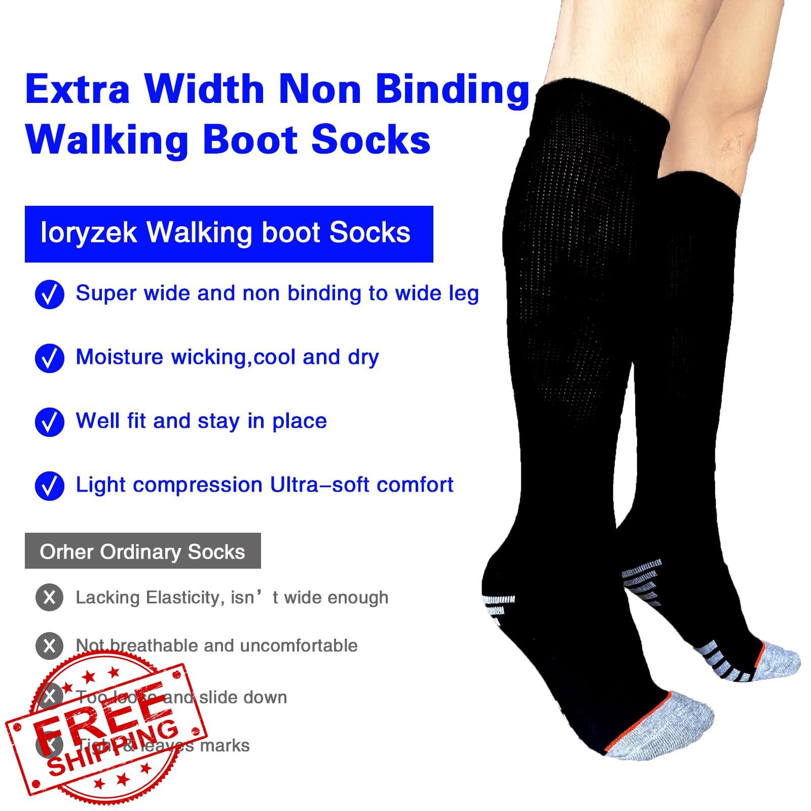 Ioryzek Walking Boot Socks Air Cam Walker Fracture Brace 2 Pairs