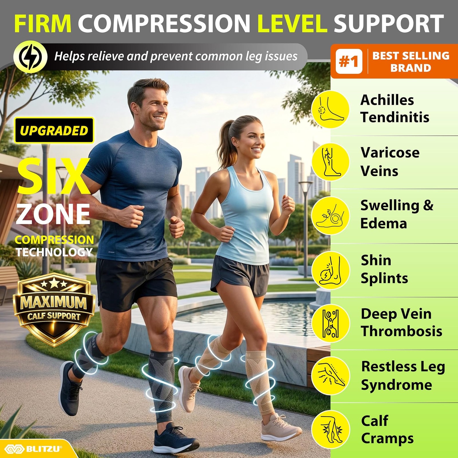 BLITZU Calf Compression Sleeve for Men & Women Footless Compression Socks Sup…