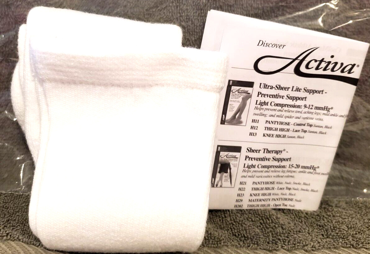Activa Men’s Microfiber Cool Max ATHLETIC Compression White Crew Socks 20-30mmHg