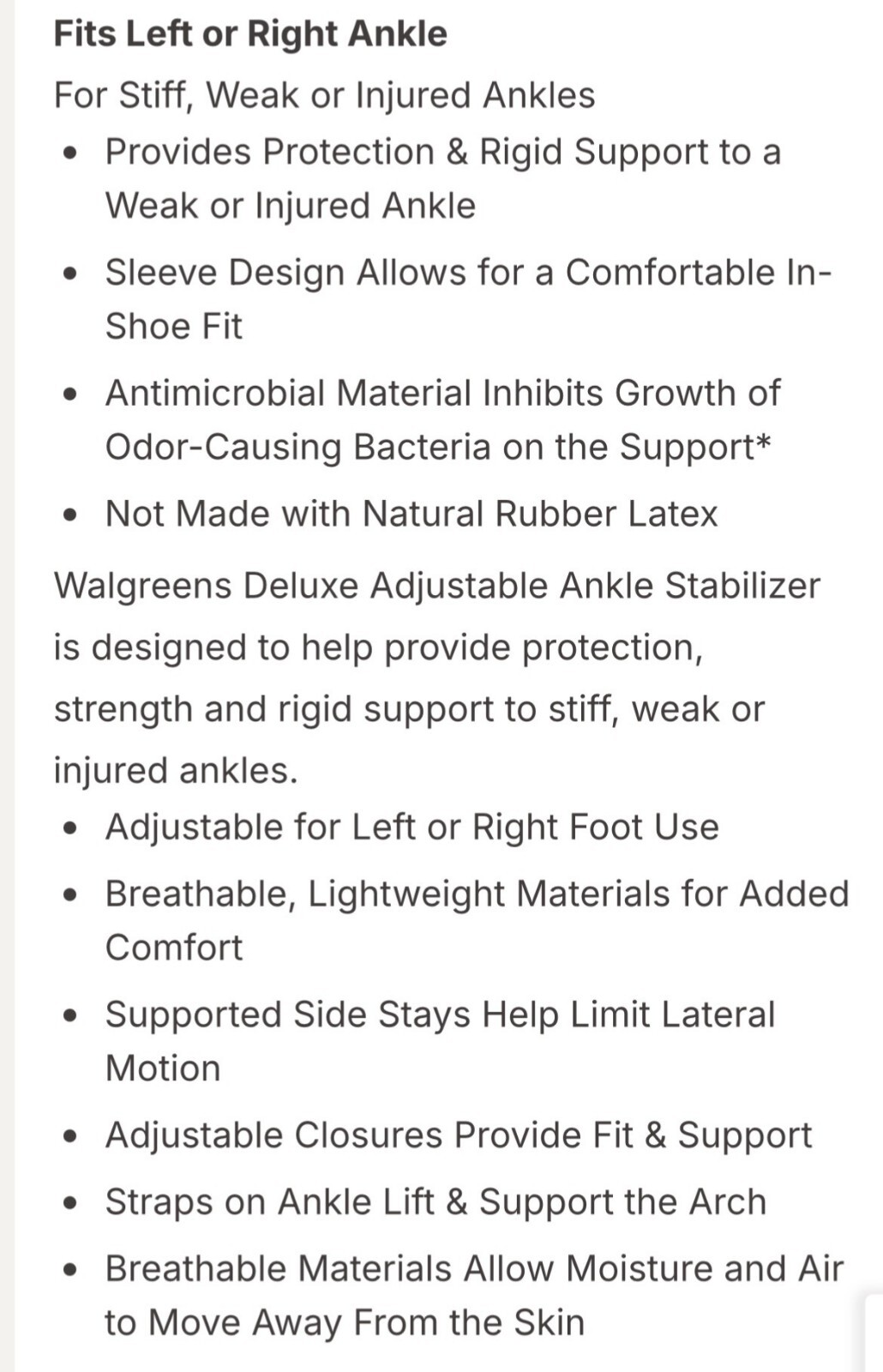 Walgreens Adjustable Ankle Stabilizer