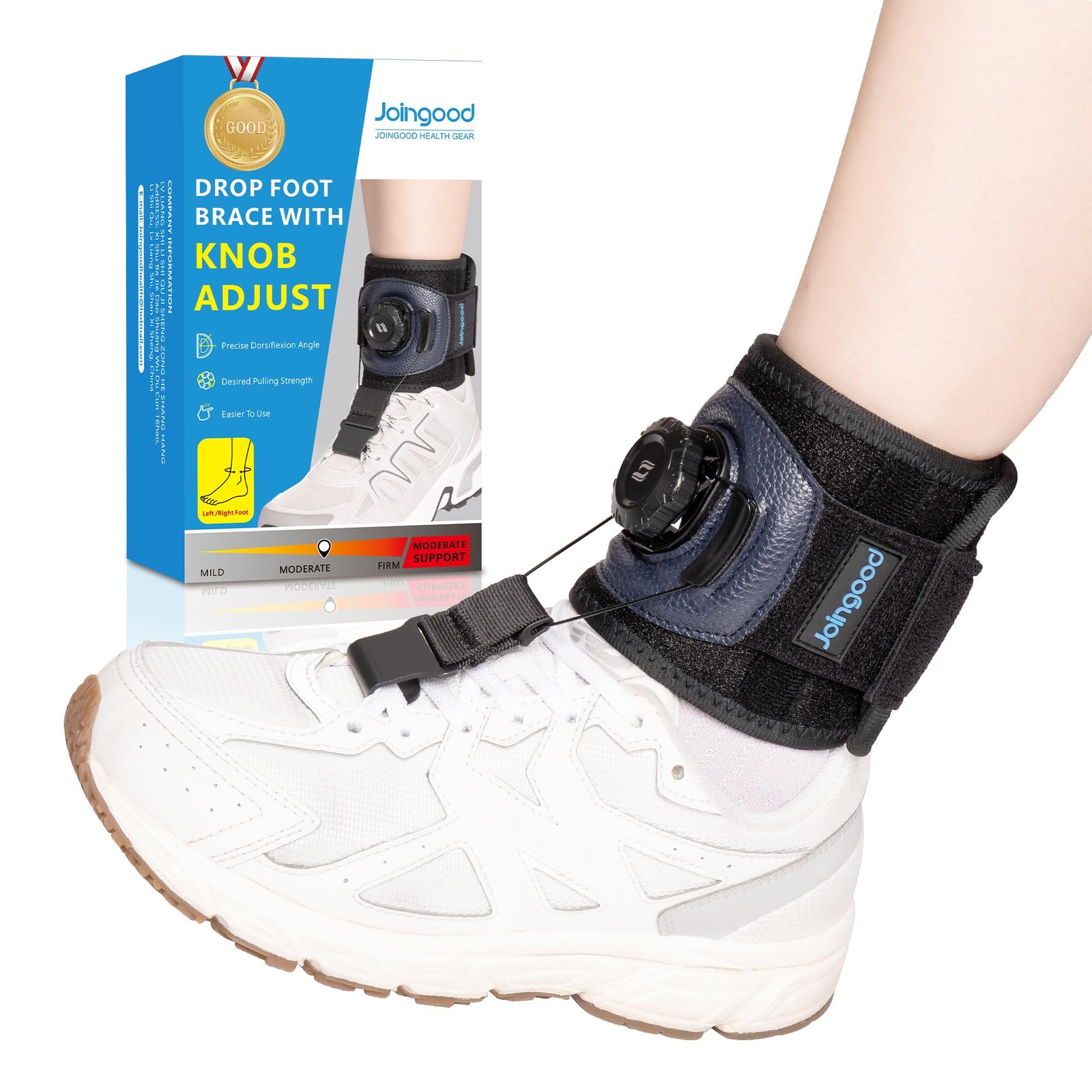 AFO Foot Drop Brace for Walking with Shoes, Drop Foot Brace with Reel-Adjust Dor