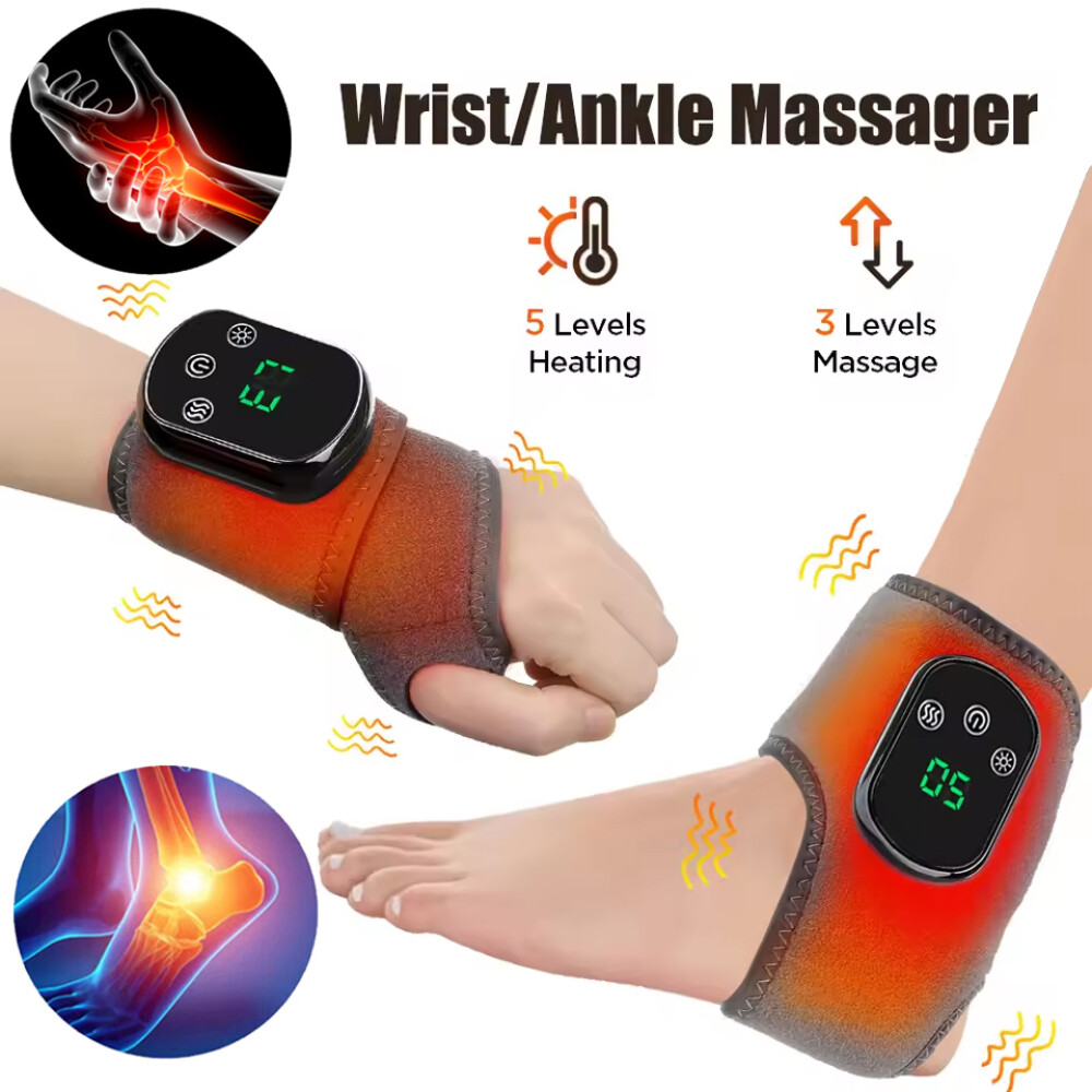 Electric Heated Vibration Wrist Hand Massager Brace Carpal Tunnel Pain Relief