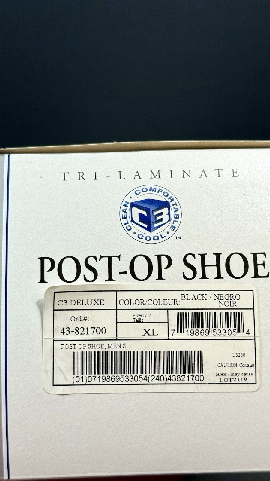 FLA Orthopedics C3 Deluxe Post Op Shoe Men’s XL 43-821700 New In Box