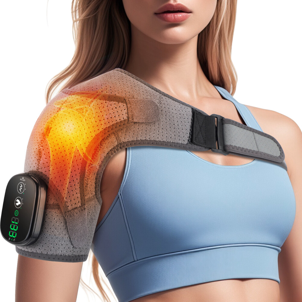 Electric Heated Shoulder Brace Massager Rotator Cuff Support Compression Wrap US