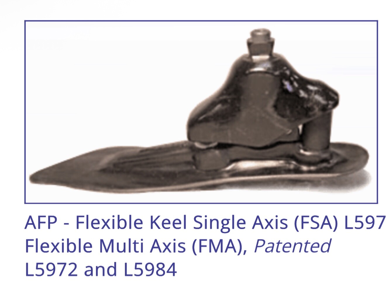 Dycor flexible keel single axis multi axis prosthetic foot. Size 24. Right