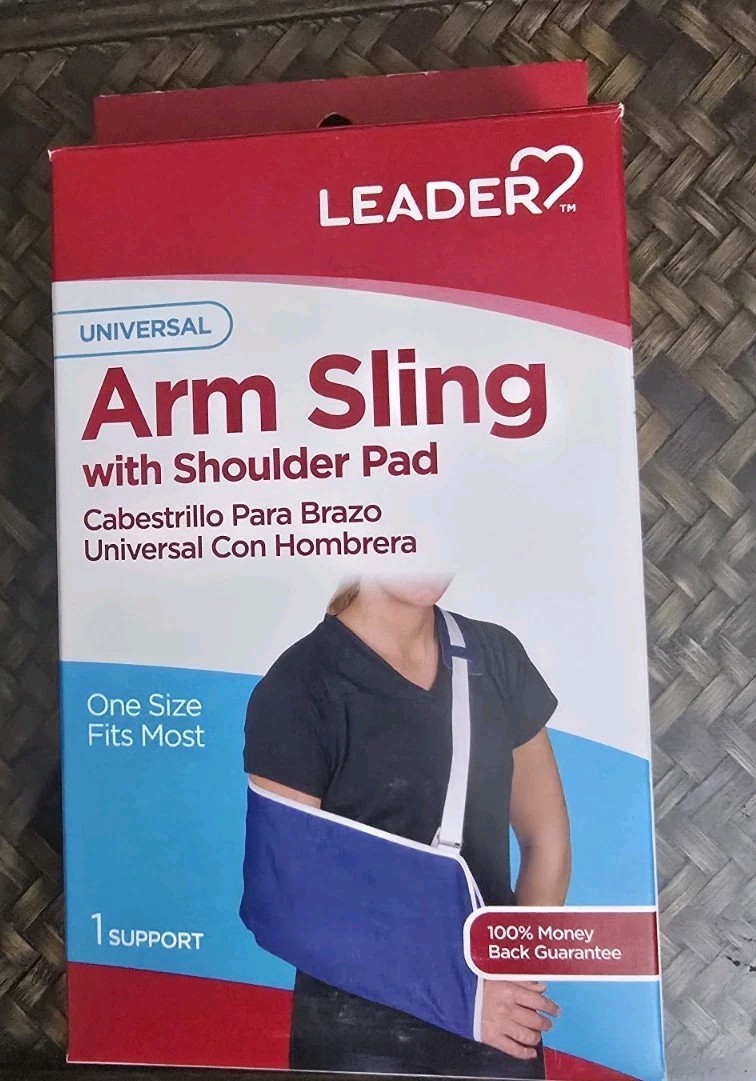 Leader Arm Sling w/ Shoulder Pad, Adjustable One Size, Blue/White Support