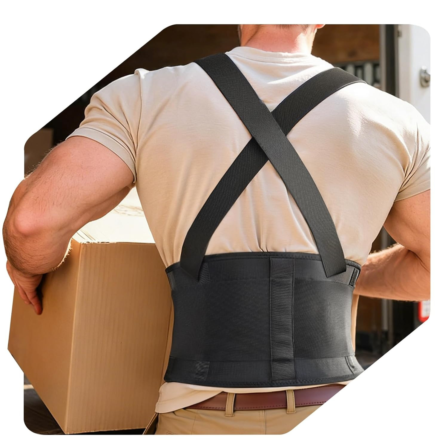 Medical-Grade Work Back Brace with Adjustable Shoulder Straps [Stronger Support
