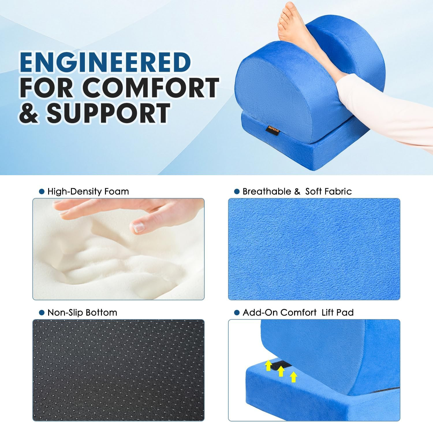 AUROPEAK Knee Replacement Pillow with Adjustable Height, Knee Surgery Recovery E