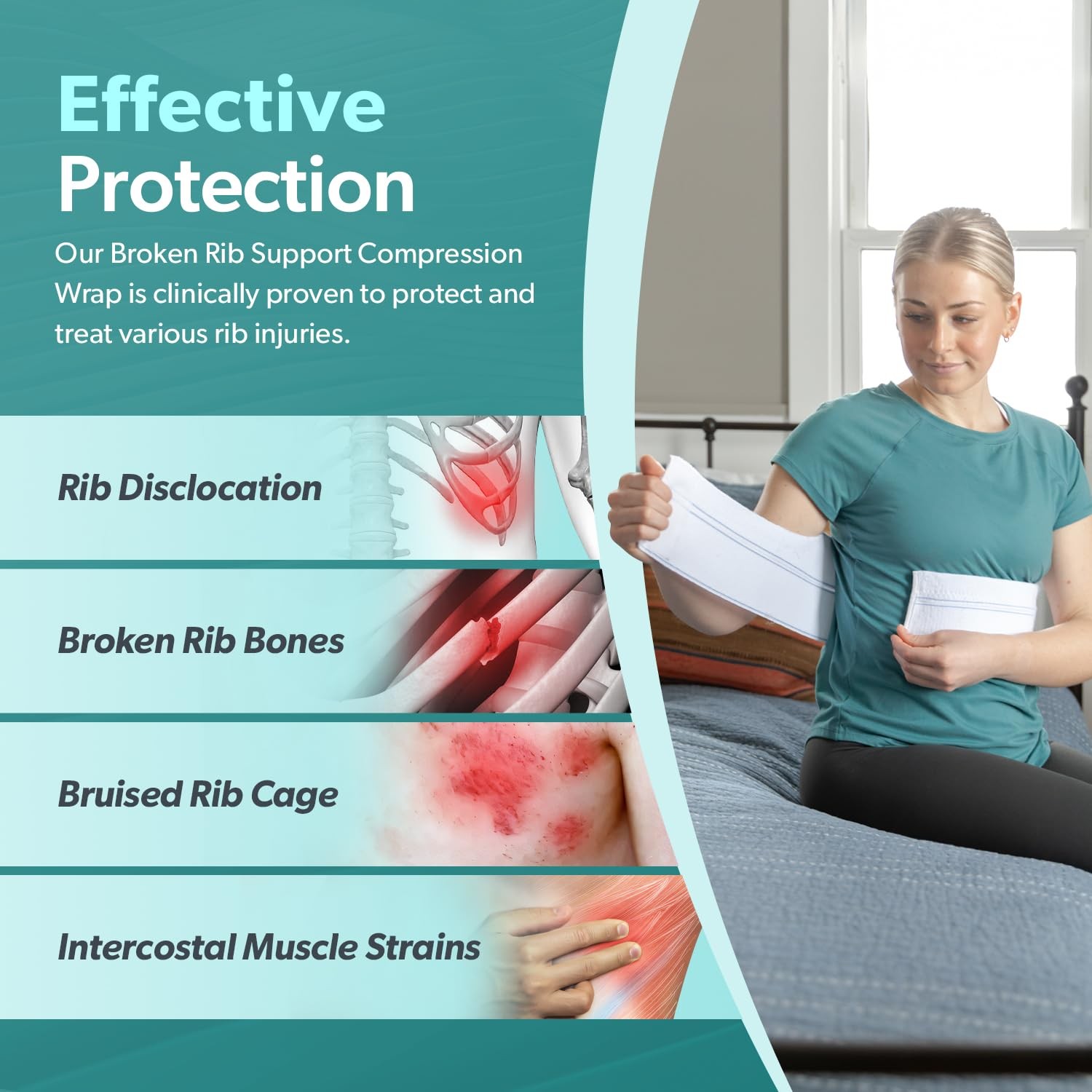 BraceAbility Broken Rib Brace for Men and Women – Universal Male, White