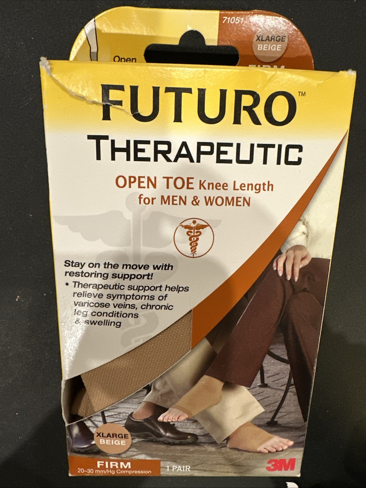 Futuro Open Toe Knee Length Stockings Firm Compression Extra Large Beige -NEW-
