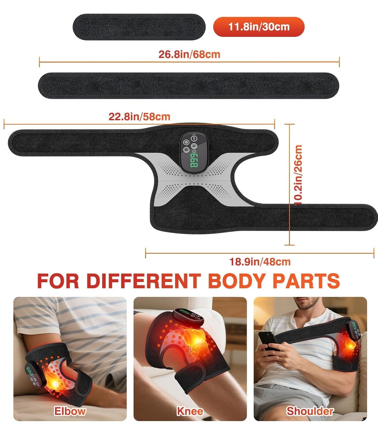 Vibration Knee Massage, Rechargeable Red Light Therapy Knee Brace with 660nm …