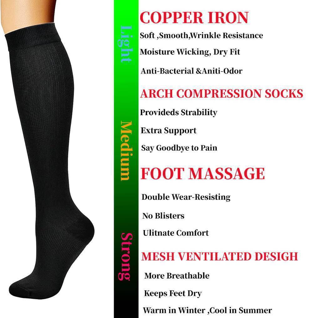 3 Pair Traditional Compression Socks 20-30 mmHg Closed Toe Navy Stockings S-XL