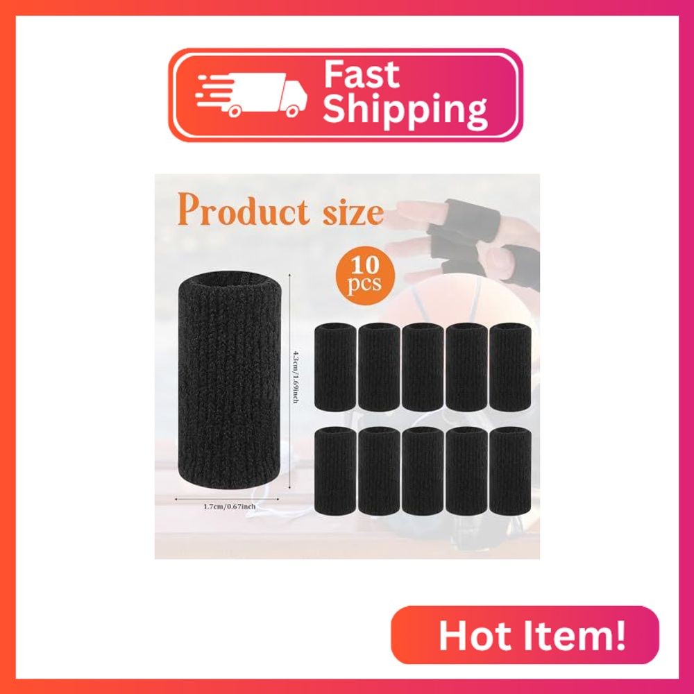 KALIONE 10Pcs Black Sport Finger Sleeves, Finger Sleeves Protectors, Elastic Fin