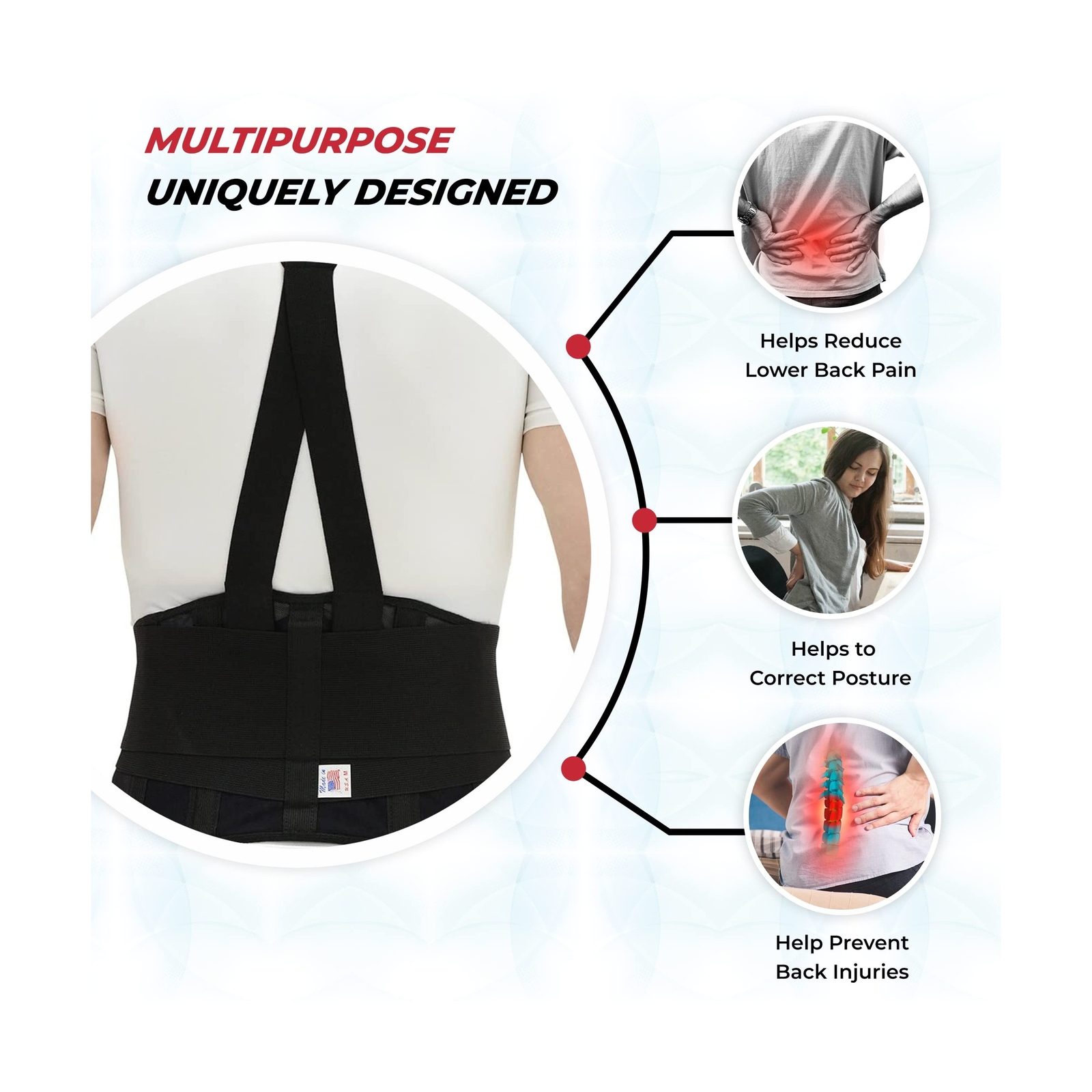 Industrial Back Brace for Work, Adjustable Double Pull & Removable Suspenders…