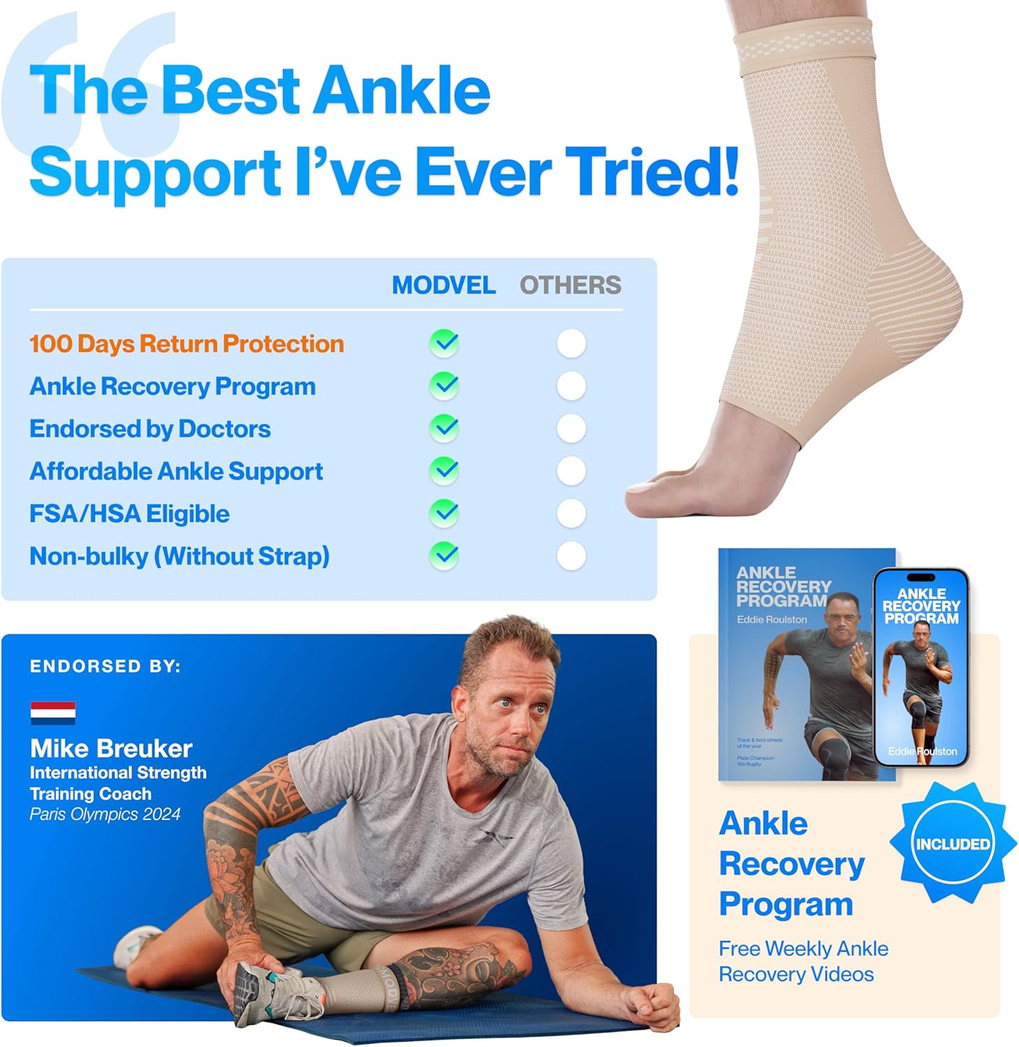 Compression Ankle Brace Socks for Sprains, Tendonitis & Arthritis Support