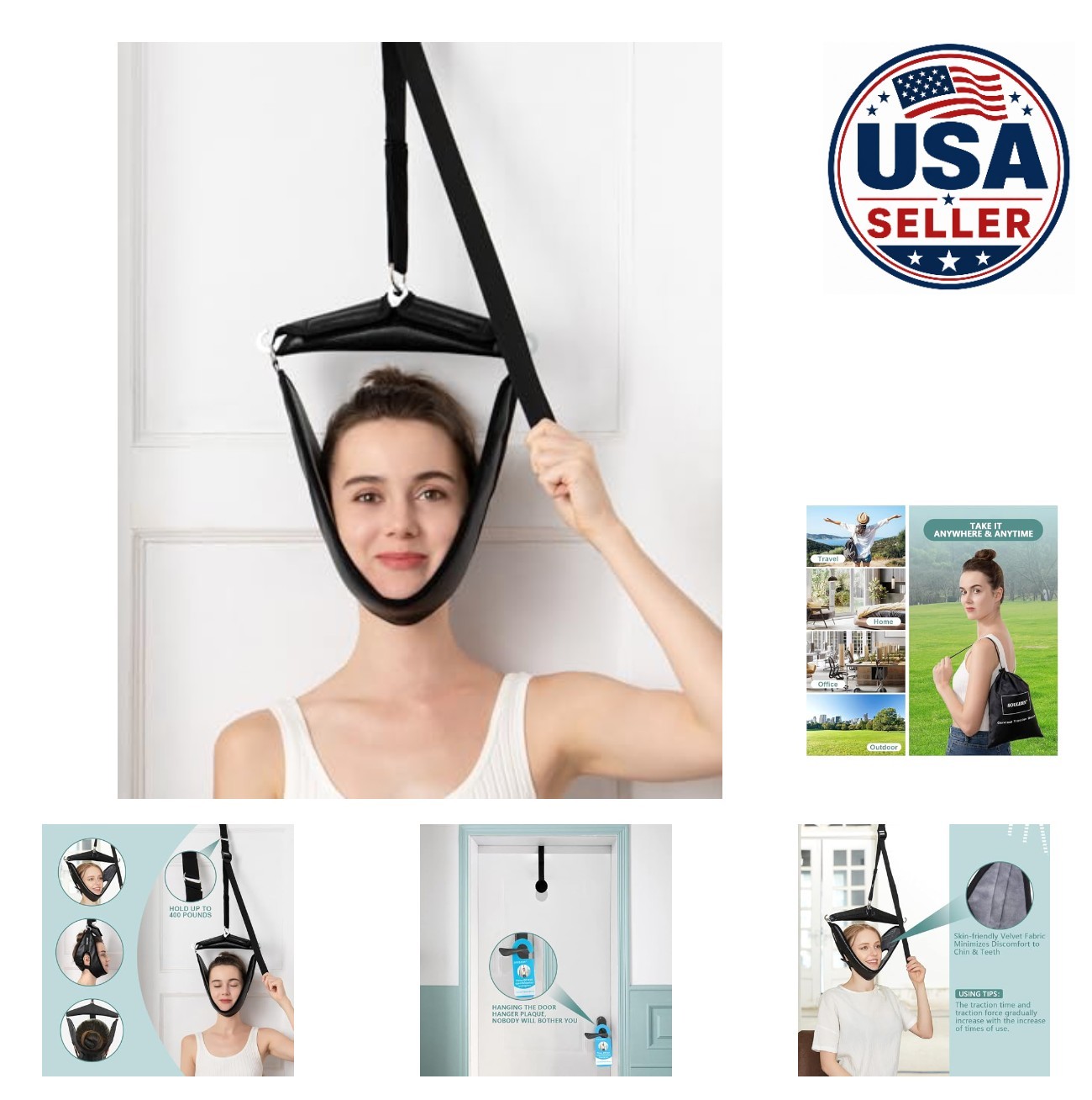 Neck Stretcher Cervical Traction Device Over the Door Home Use Portable