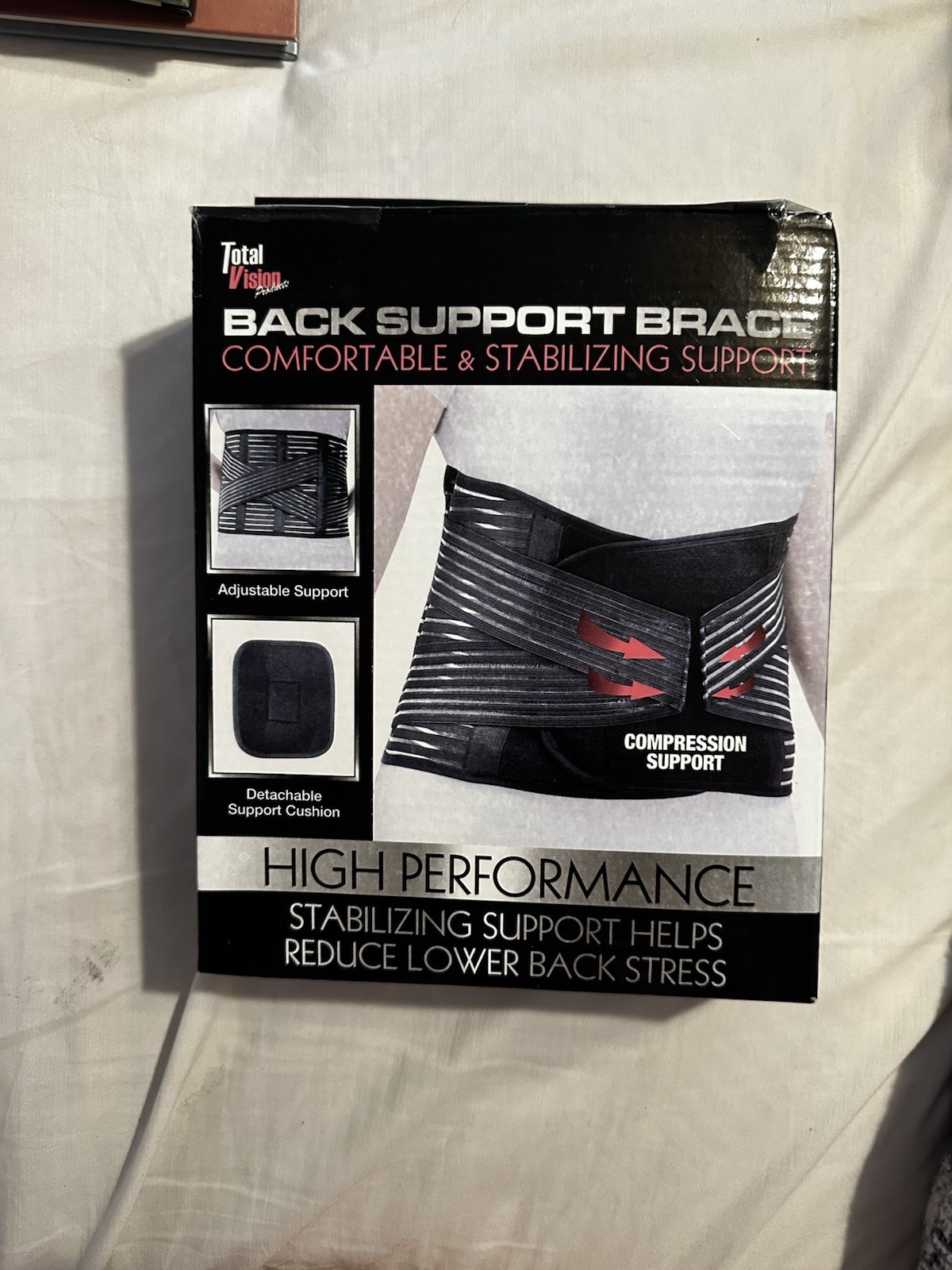 Total Vision Back Support Brace High Performance Size Large Open Box