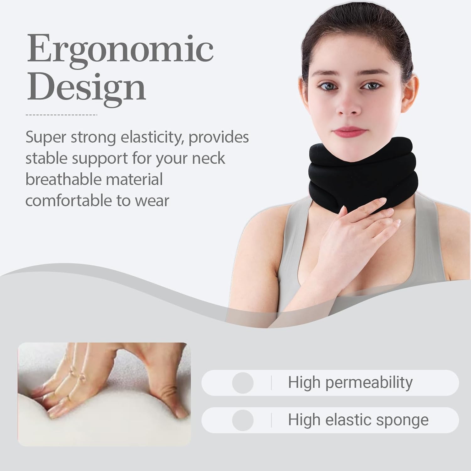 Neck Pain Relief Neck Collar, Pain-Relieving Soft Foam Neck Brace, Adjustable Ne