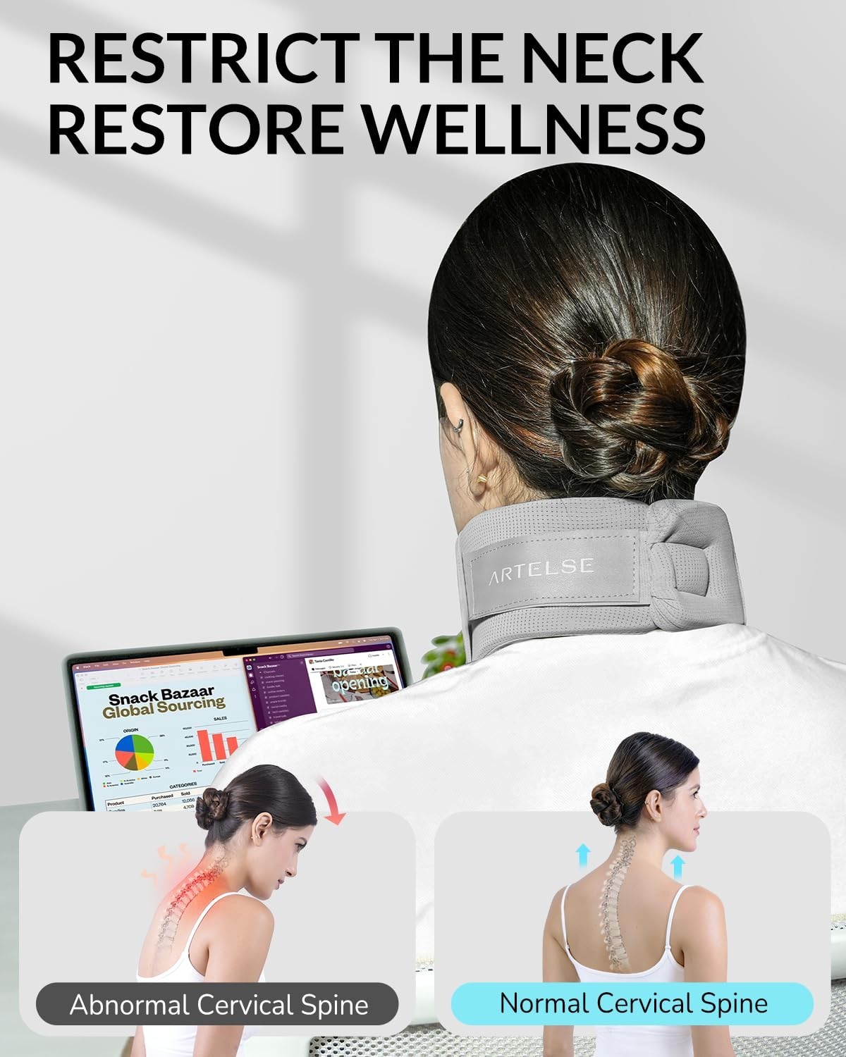 Adjustable Ice Silk Neck Brace – Ergonomic Support for Posture & Snoring Relief