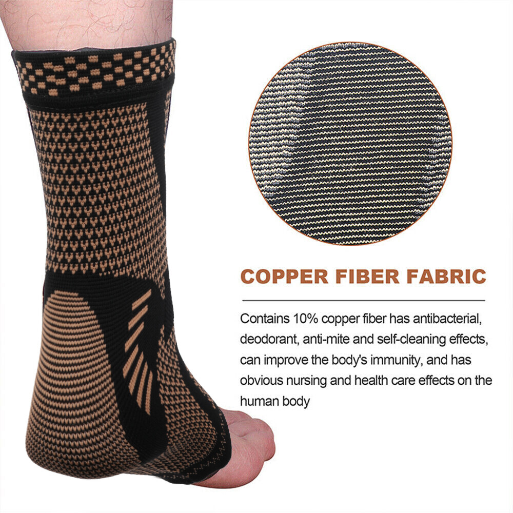 Ankle Support Brace Copper Compression Sleeve Socks Foot Pain Relief Sport Wrap