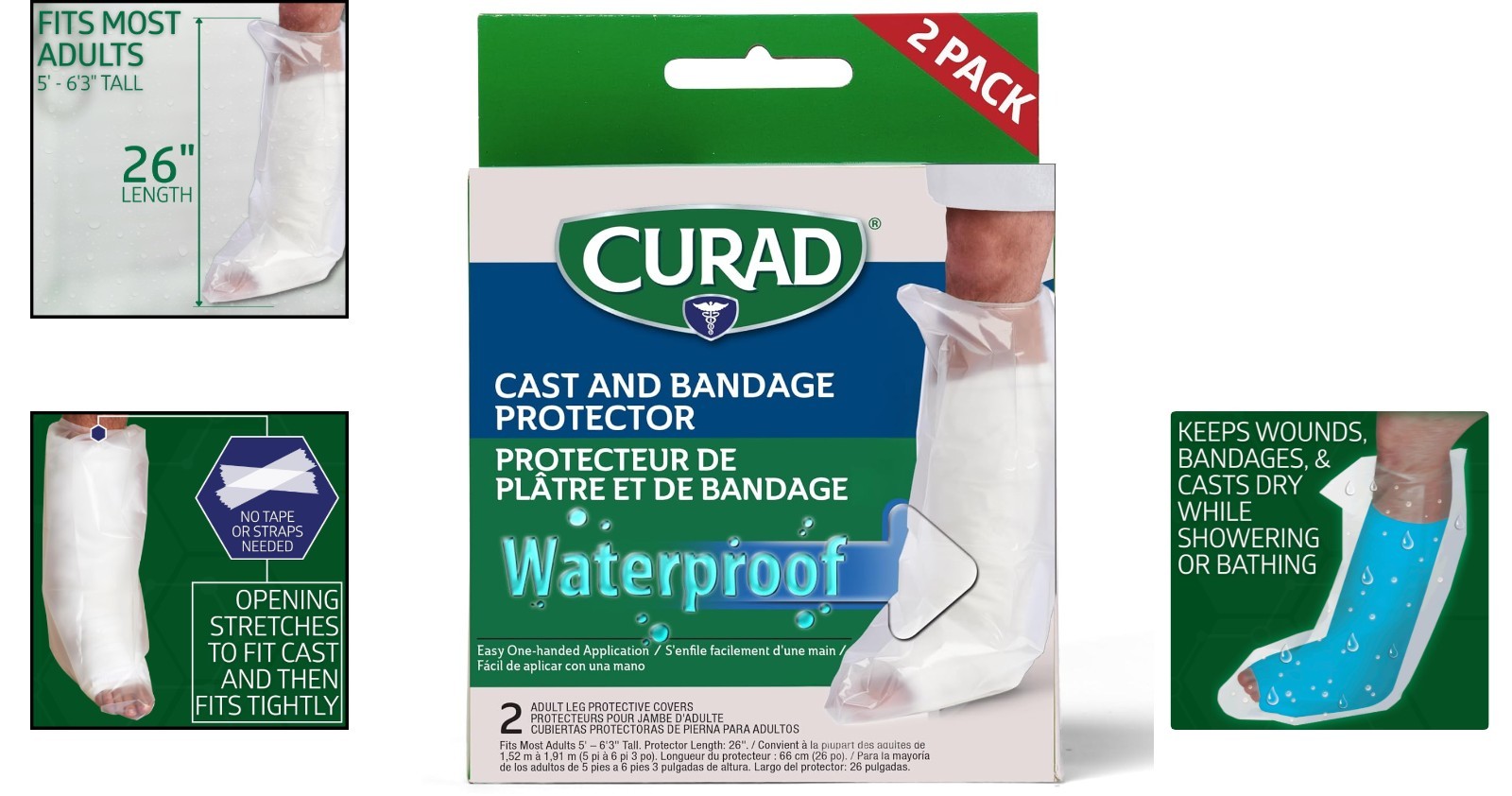 Durable Reusable Cast Protector for Adult Legs: Waterproof & Convenient, 2 Count