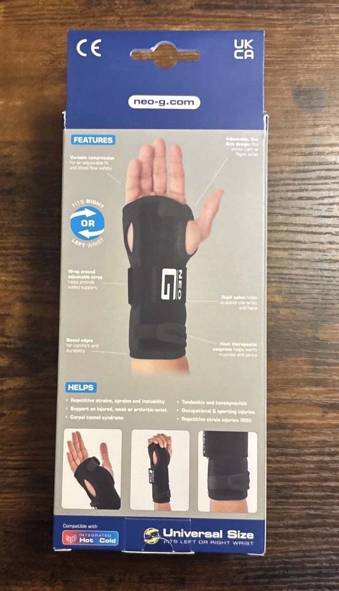 Neo G Universal Wrist Brace For Left or Right Wrist One Size Fits Most REF 679