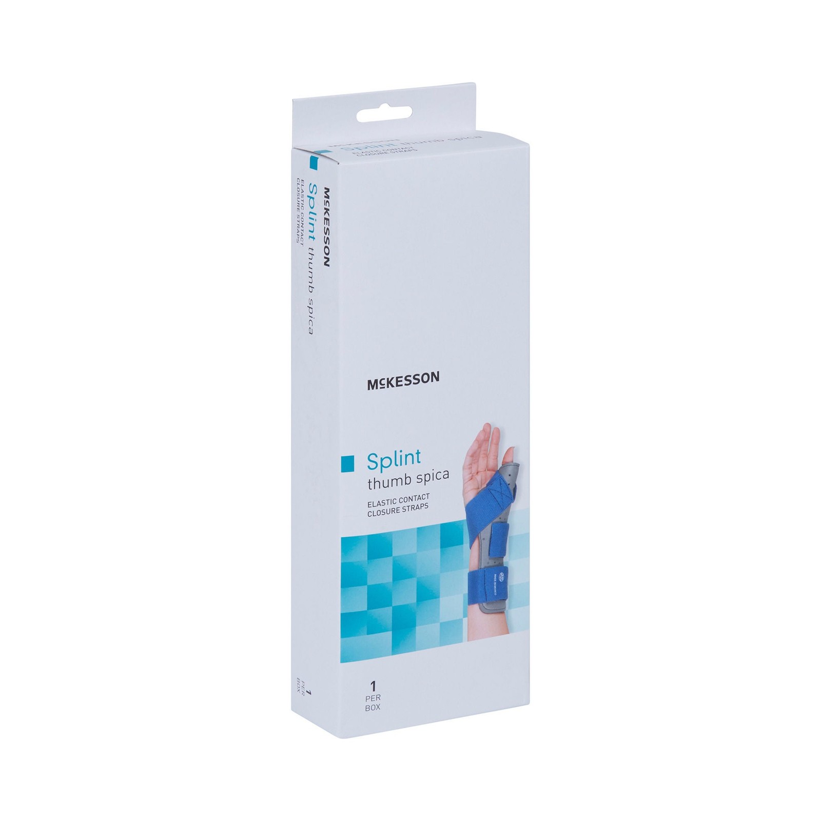 McKesson Hook and Loop Strap Wrist Brace with Thumb Spica for Left Hand