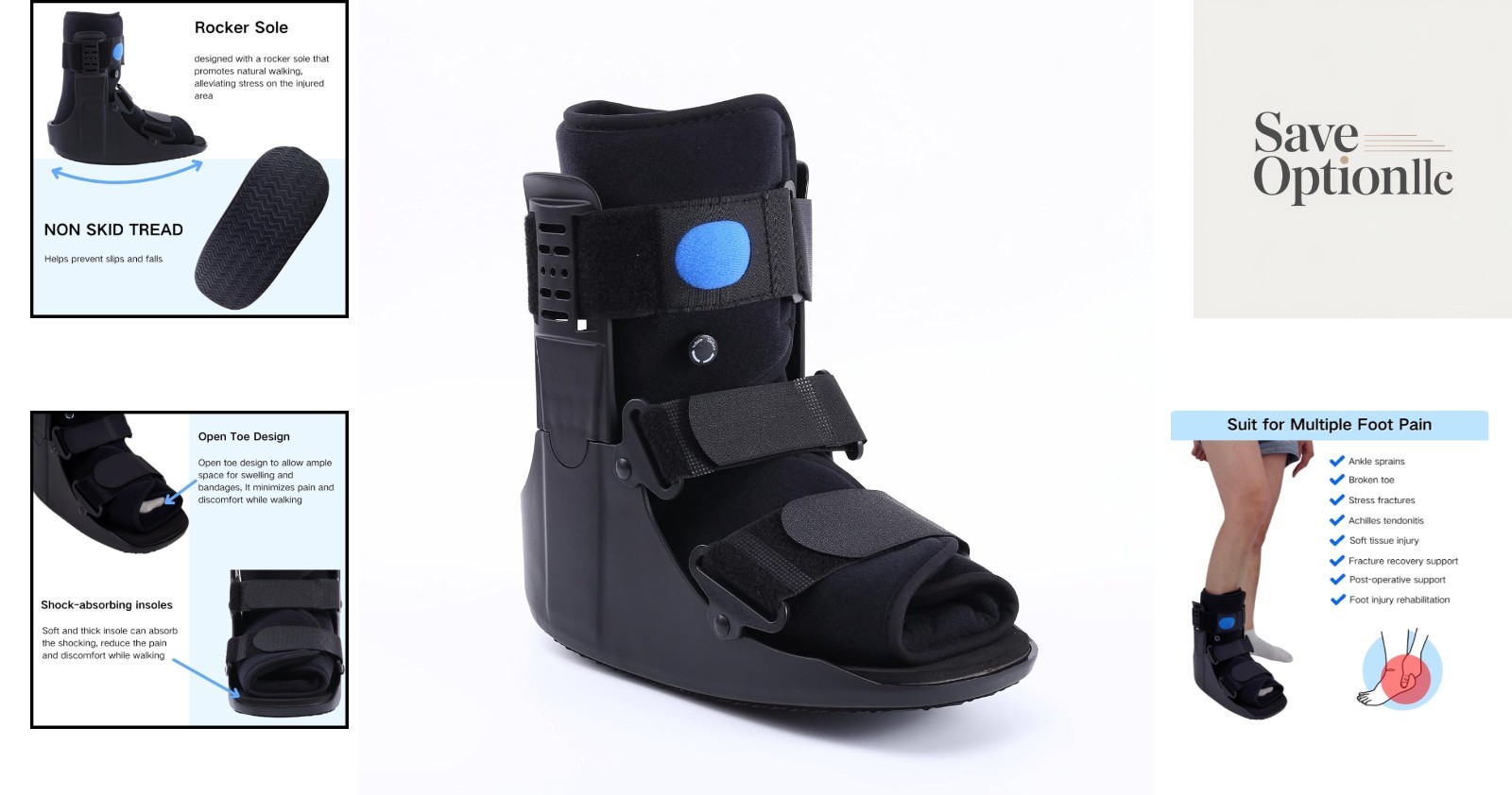 Rigid Frame Walker Boot for Sprained Ankle and Foot Recovery – Adjustable Fit