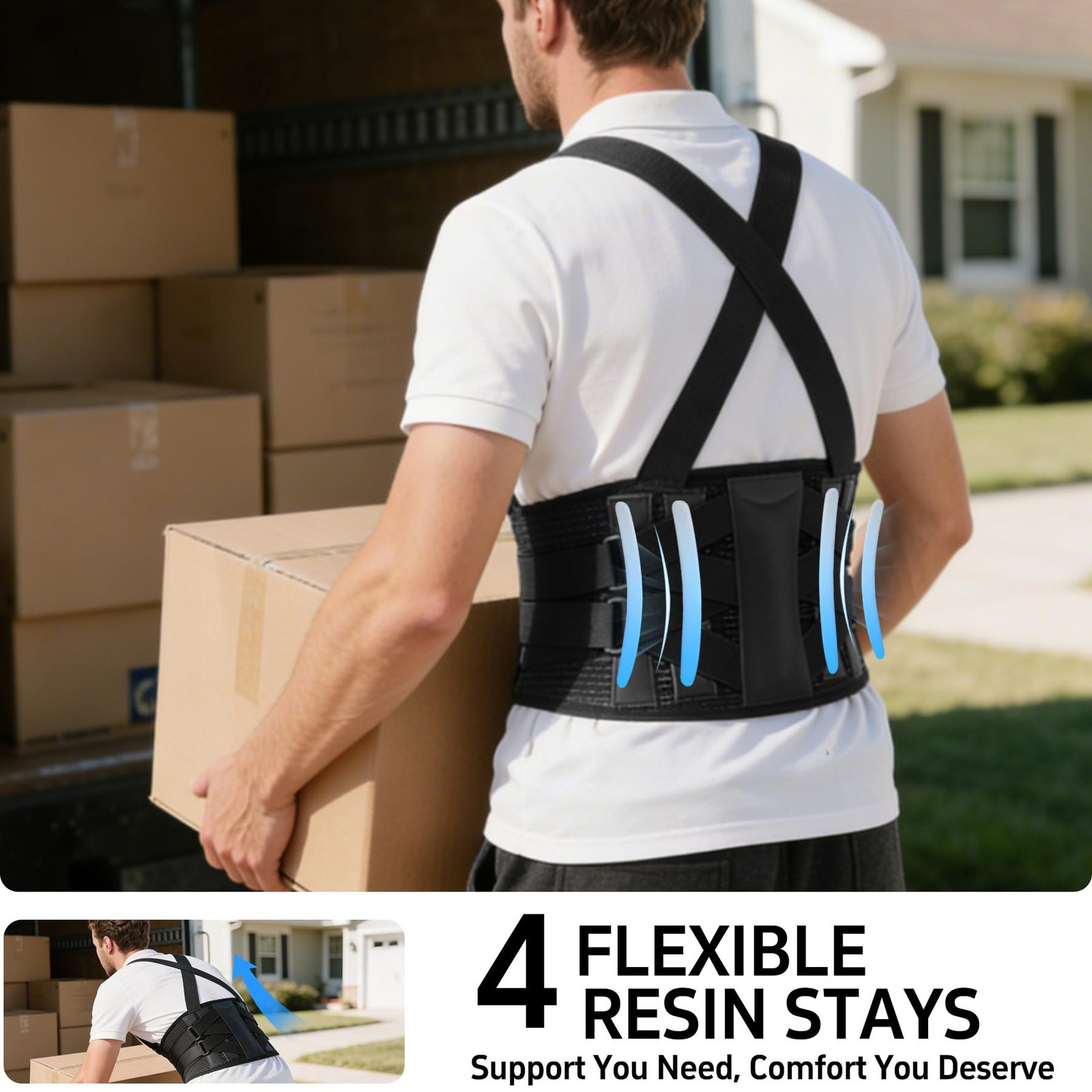 Work Back Brace Lower Back Support Belt Posture Corrector for Women and Men U…