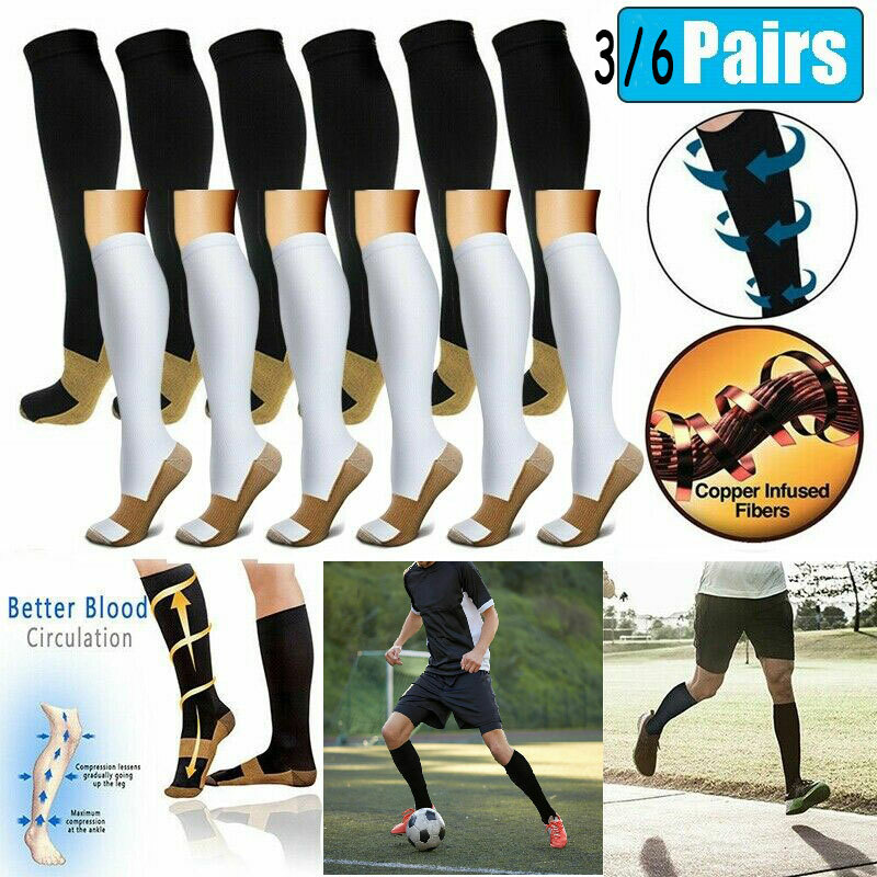 (6 Pairs ) Compression Socks Relief Stockings Graduated Support Men’s Women’s US