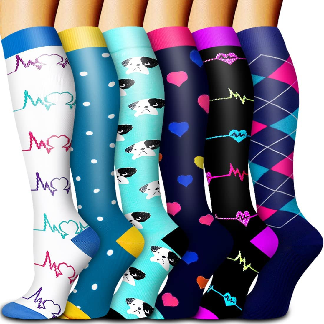 6 Pack Copper Compression Socks for Women and Men Circulation-Best Bluemaple