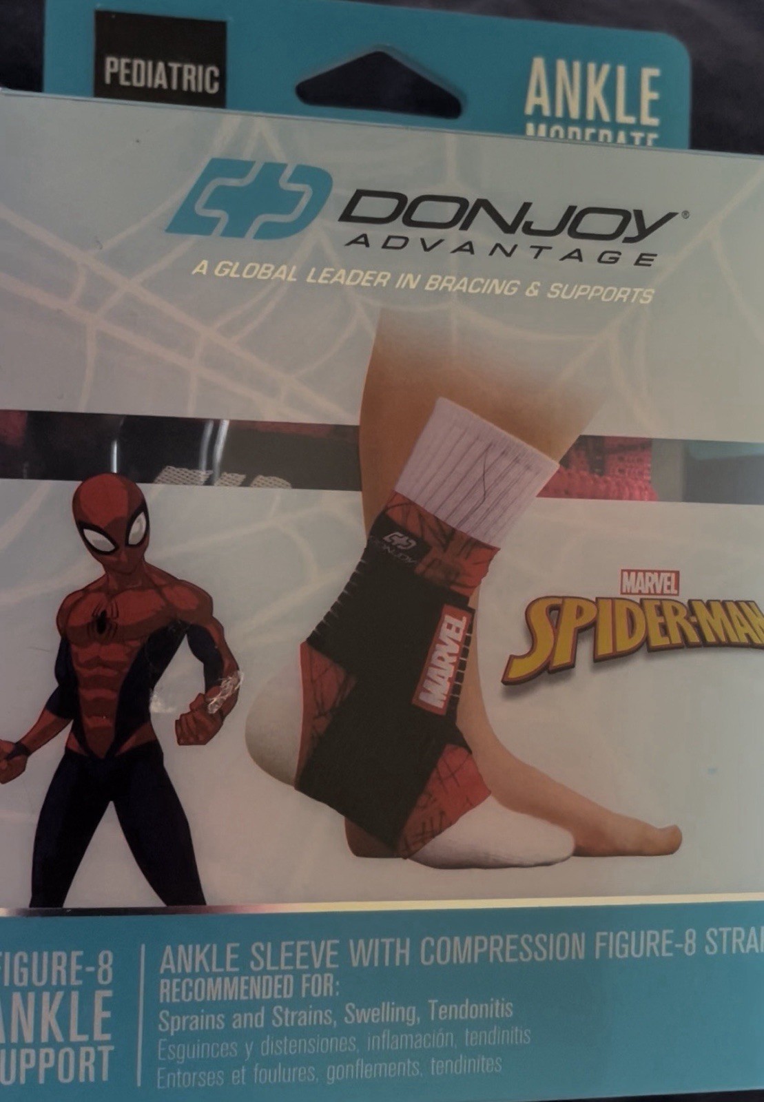 Donjoy Pediatric Spider-Man Ankle Support- Moderate For Sprains/swelling